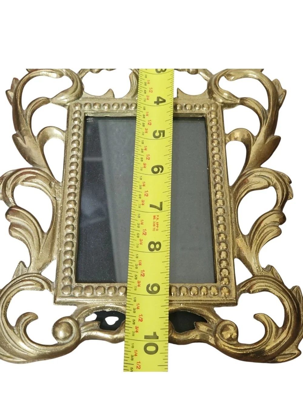Vtg Antique Rococo Ornate Heavy Brass Gold Tone Easel Picture Frames Victorian